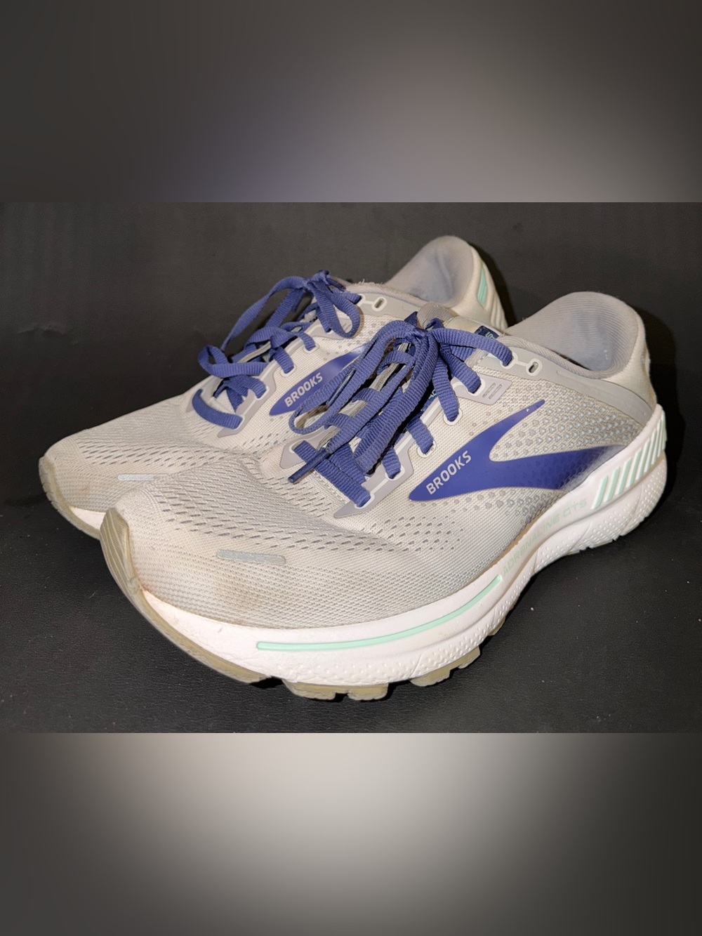 Brooks Women’s Light Gray Running Shoes with Blue Accents